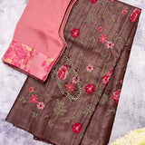 Cross stitch embroidered tussar silk saree