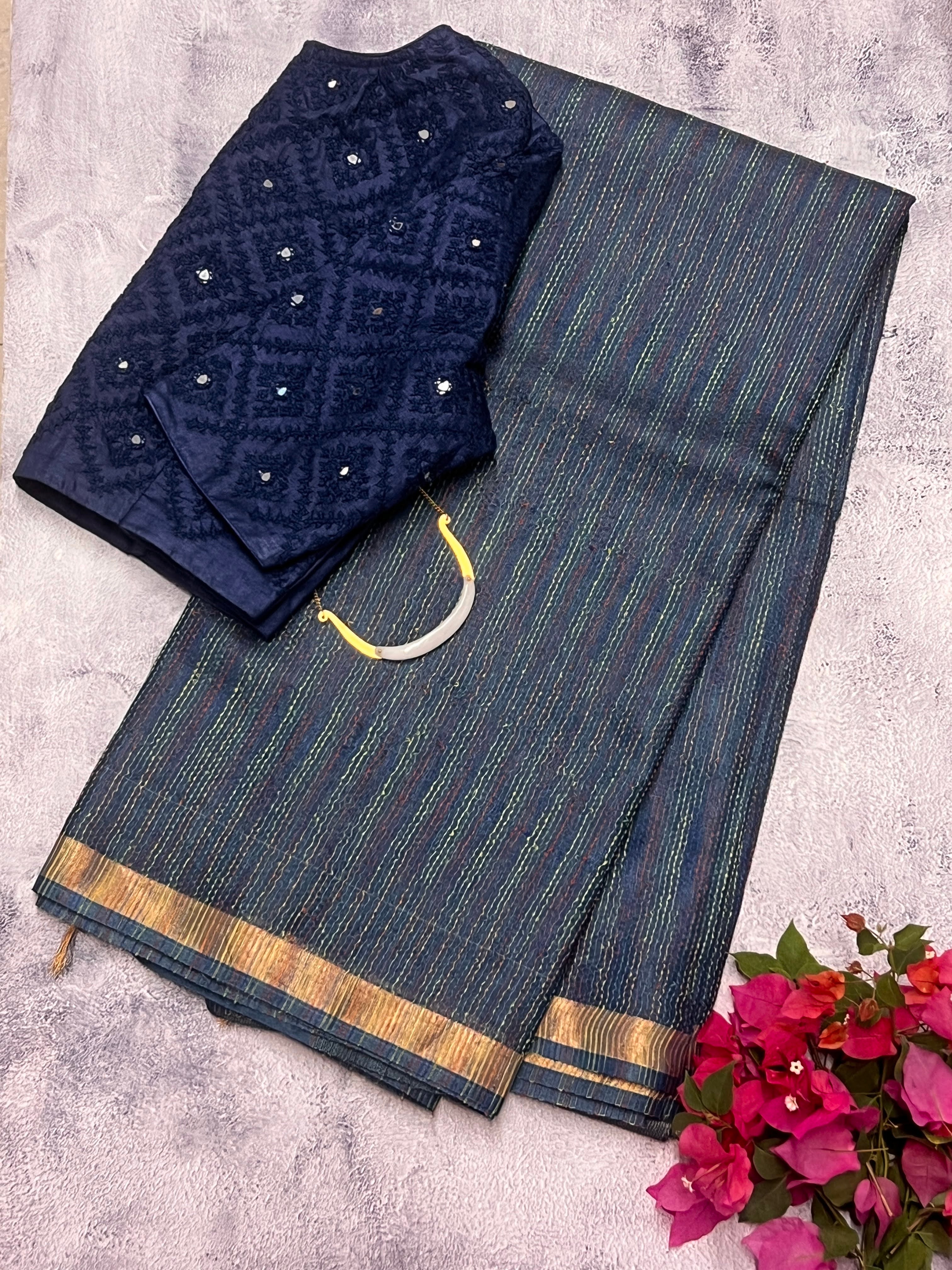 Tussar thread woven saree