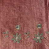 Cross stitch embroidered tussar silk saree