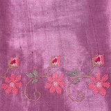 Cross stitch embroidered tussar silk saree