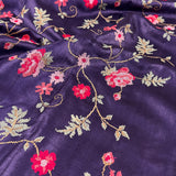 Cross stitch embroidered tussar silk saree