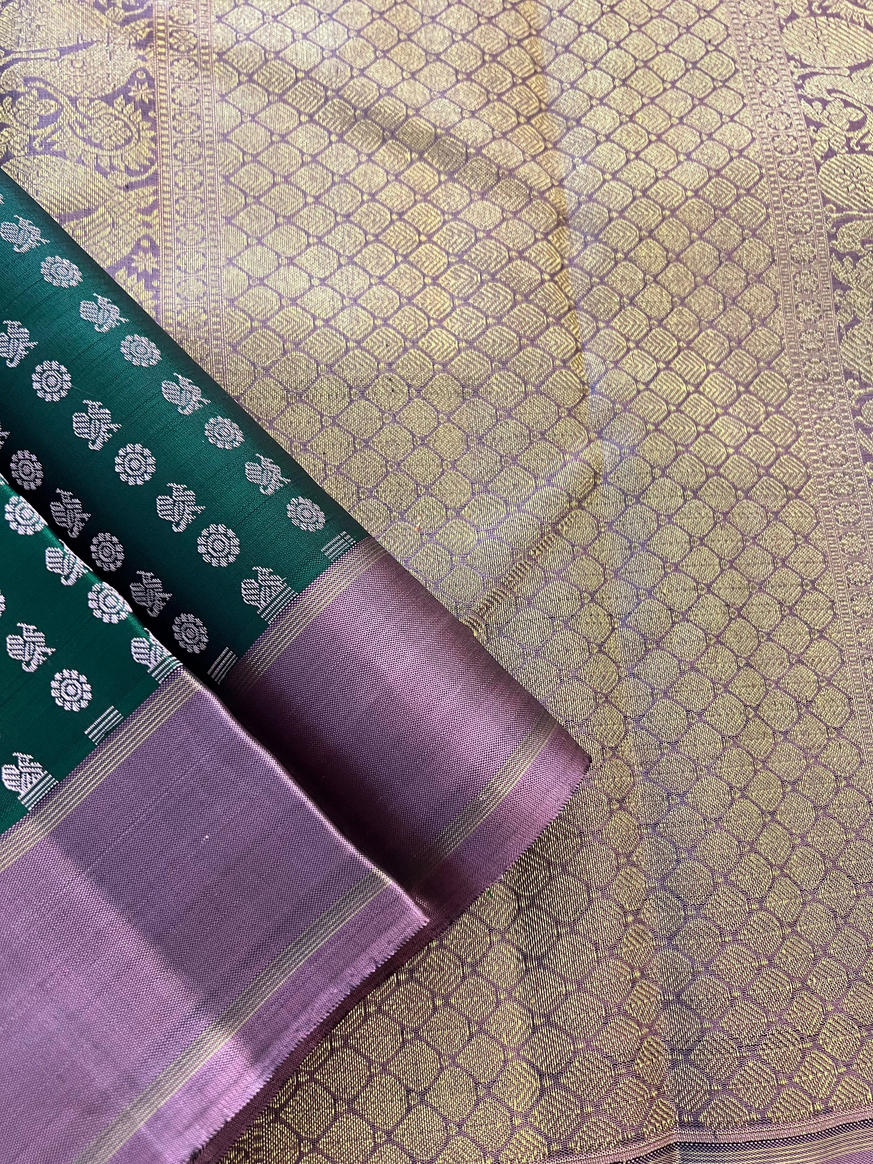 Tejasvi mayil chakram Kanchipuram silk saree