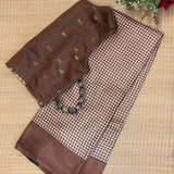 Veena Brown Checks Tussar Saree