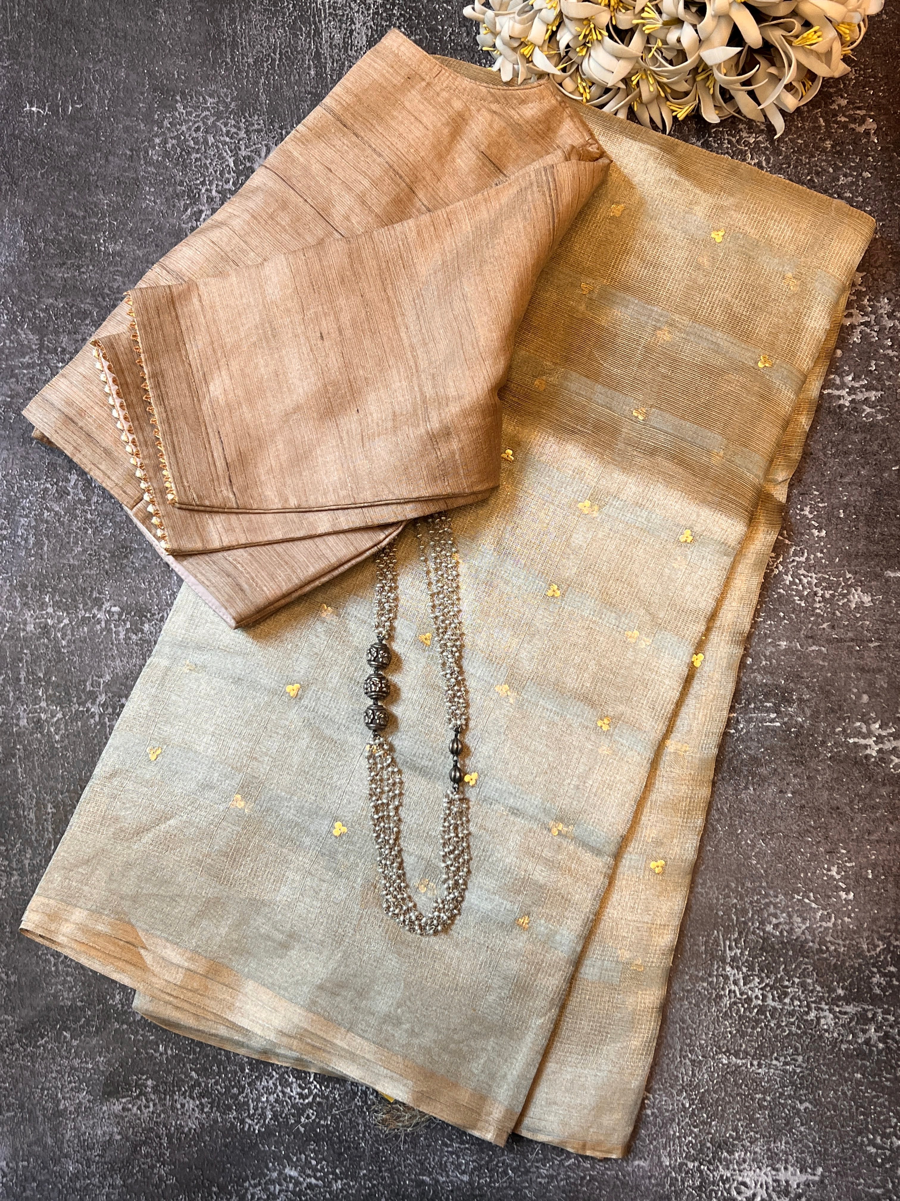 Gold and silver tissue saree