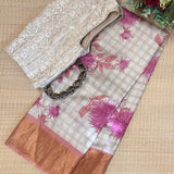 Maya Bloom Grid Tussar Saree