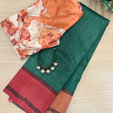 Veena Contrast Border Tussar Saree