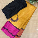 Veena Contrast Border Tussar Saree