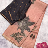 Eco painted Tussar saree