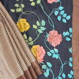 Veena Brown Checks Tussar Saree