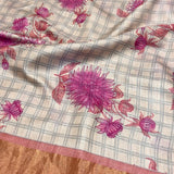 Maya Bloom Grid Tussar Saree