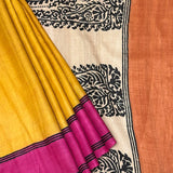 Veena Contrast Border Tussar Saree