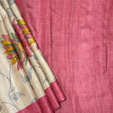 Maya Floral Zari Checks Tussar Saree