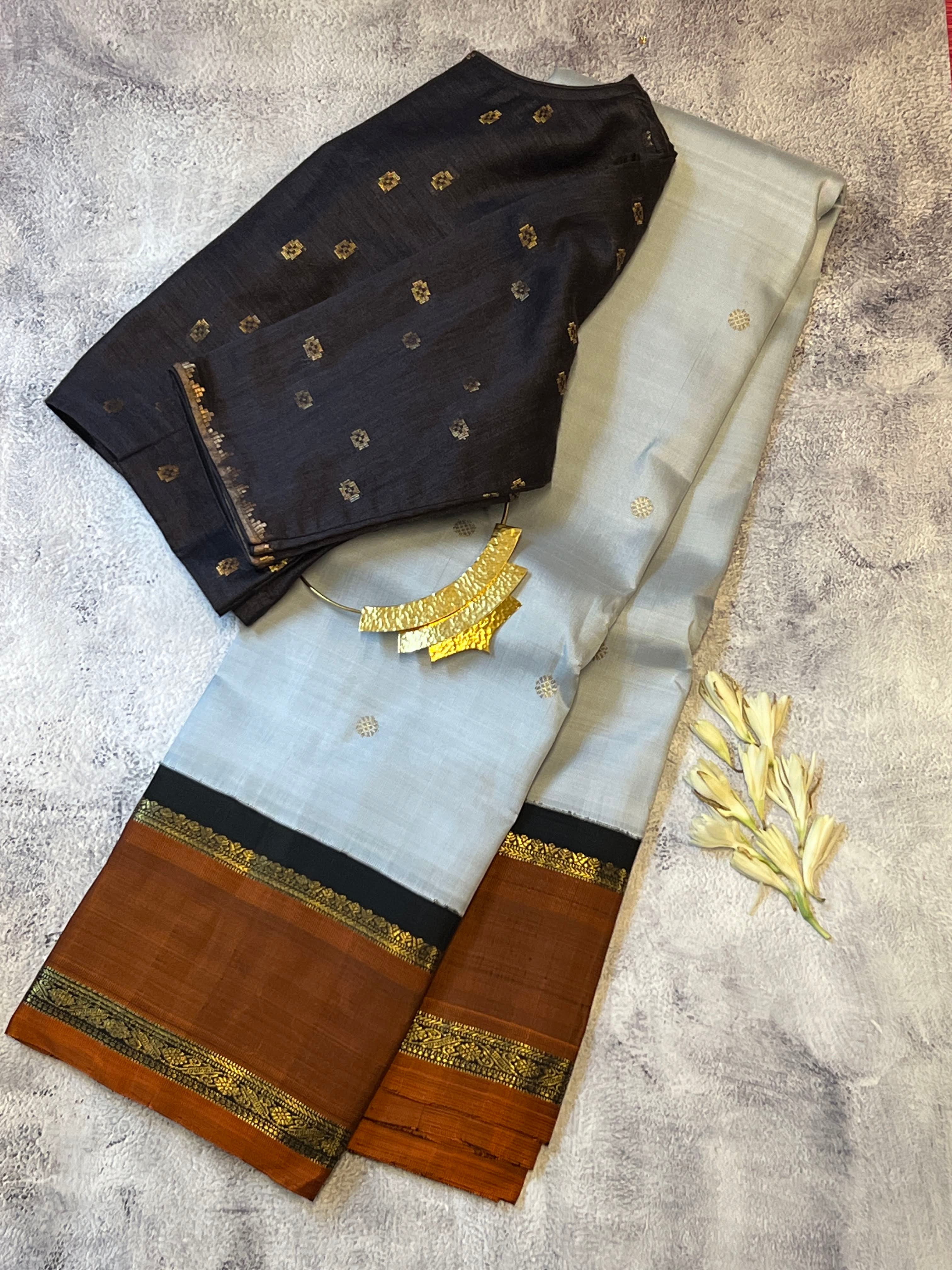 Mohana tricolour kanchipuram silk saree