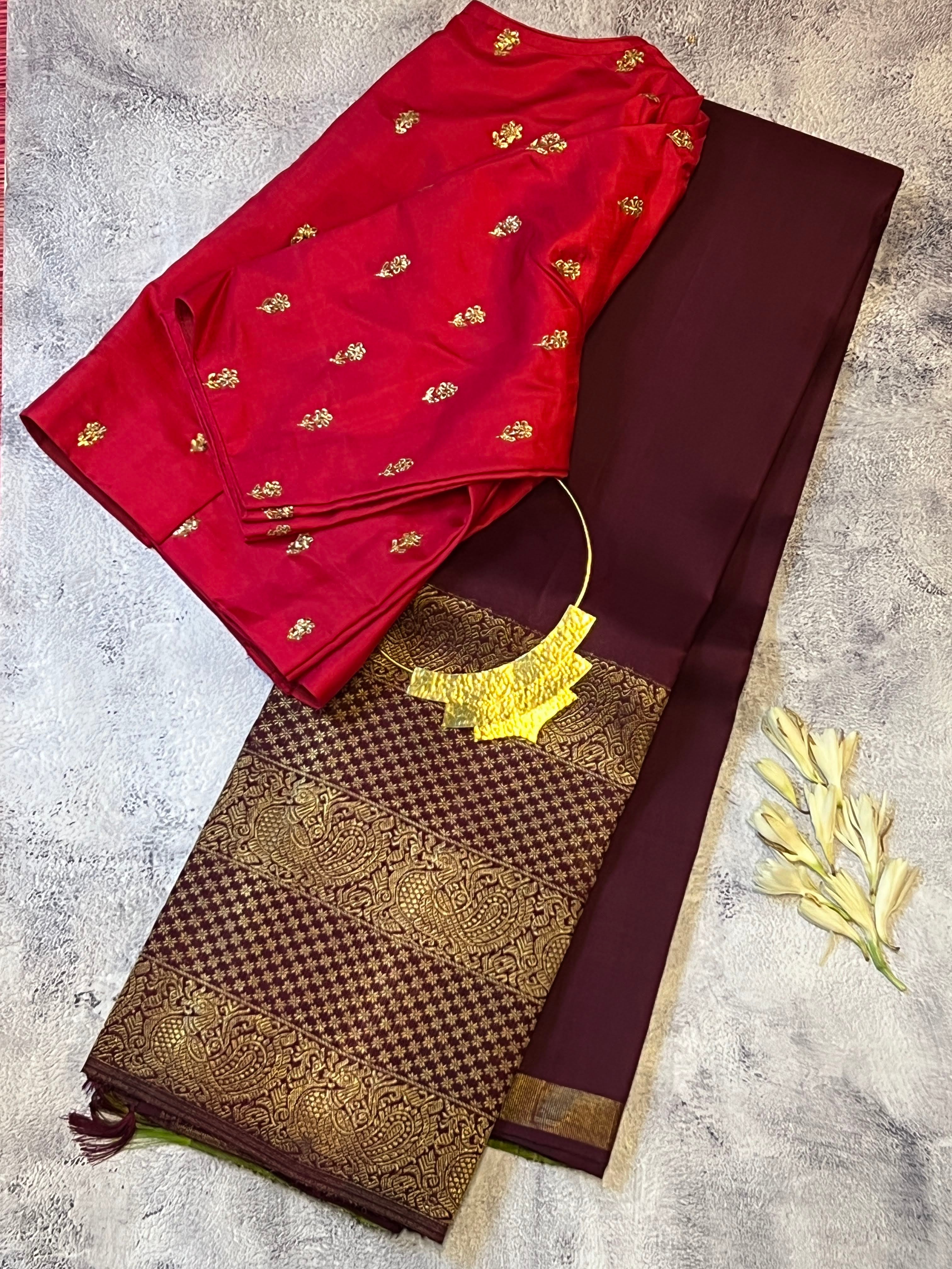 Trayi multi design kanchipuram silk saree