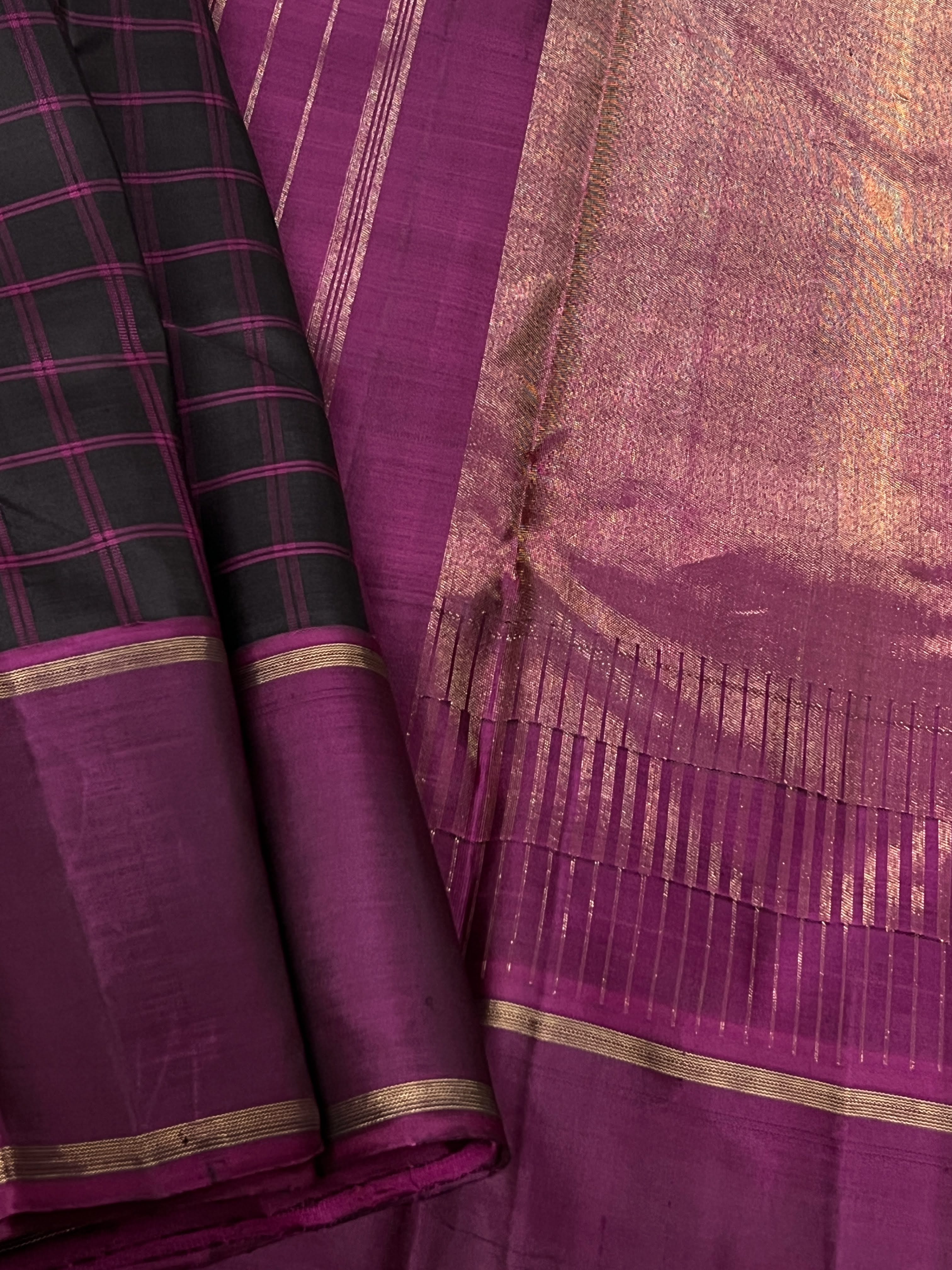 Charita coloured checked kanchipuram silk saree