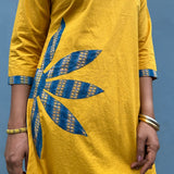 Tropical Blooms Applique Kurta Set - Yellow