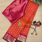 Sumangala Meenakari Kanchi Silk Saree - Classic Orange