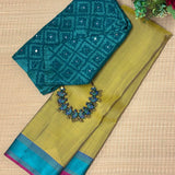 Kimaya Self Striped Silk Saree