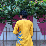 Tropical Blooms Applique Kurta Set - Yellow