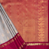 Sumangala Zari Checks Kanchi Silk Saree - Grey