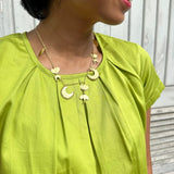Tropical Blooms Pleated Top - Citron