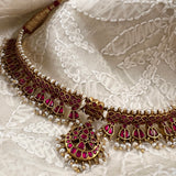 Silver necklace with antique ruby