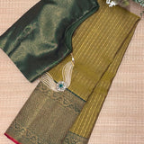 Sumangala Linked Dots Kanchipuram Silk Saree - Olive