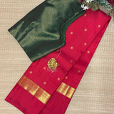 Rudraksh Offset Border Kanchipuram Silk Saree - Red