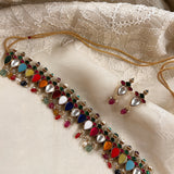 Silver necklace with Navratan stones