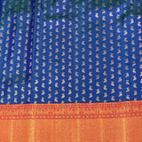 Sumangala Brocade Border Kanchi Silk Saree - Peacock Blue