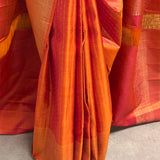 Sumangala Linked Dots Kanchi Silk Saree - Orange