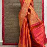 Sumangala Linked Dots Kanchi Silk Saree - Orange