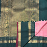 Mohana Horizontal Stripes Kanchi Silk Saree - Pink
