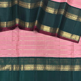 Mohana Horizontal Stripes Kanchi Silk Saree - Pink