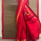 Rudraksh Offset Border Kanchipuram Silk Saree - Red