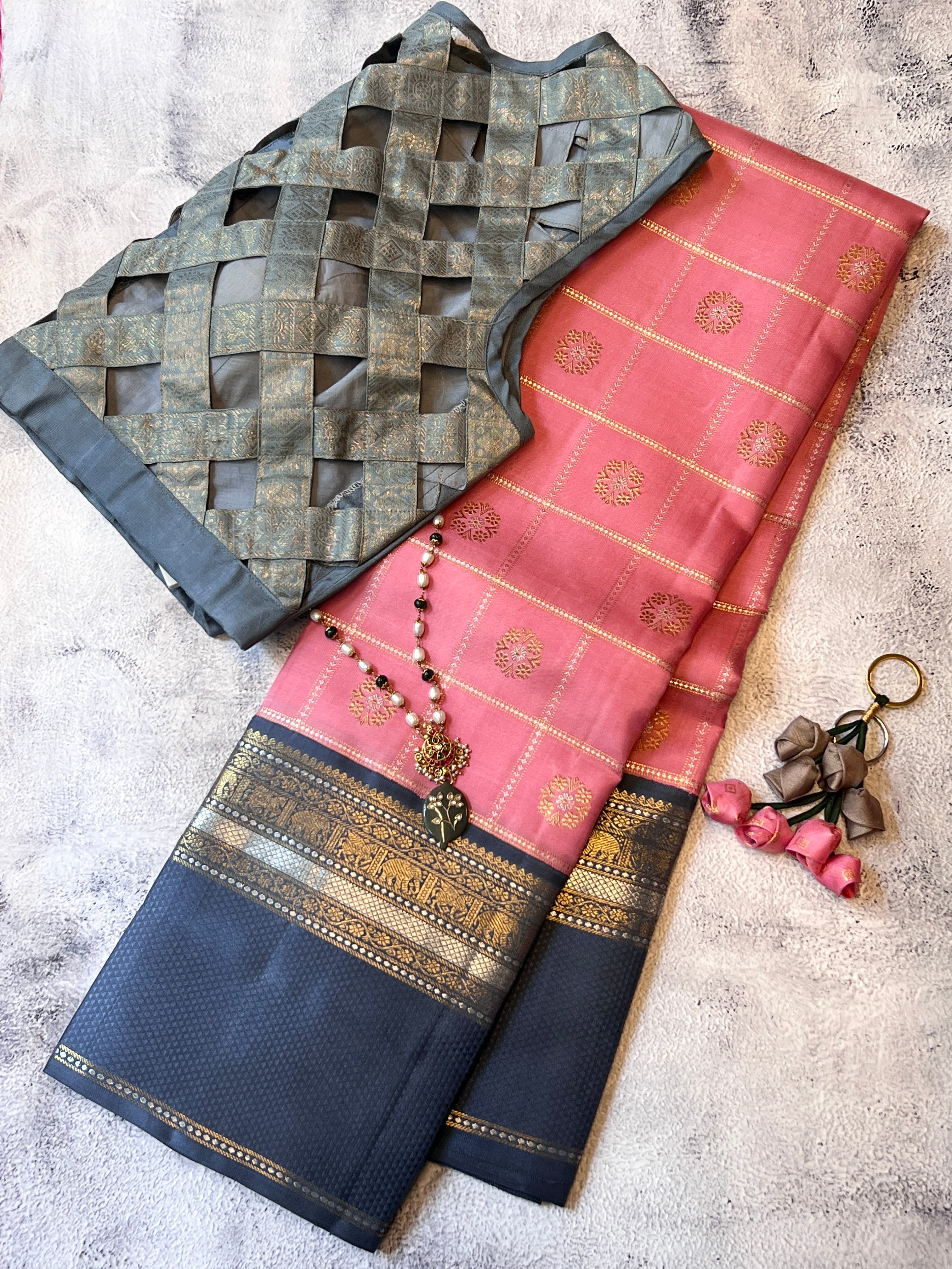 Mohana checked butti kanchi silk saree