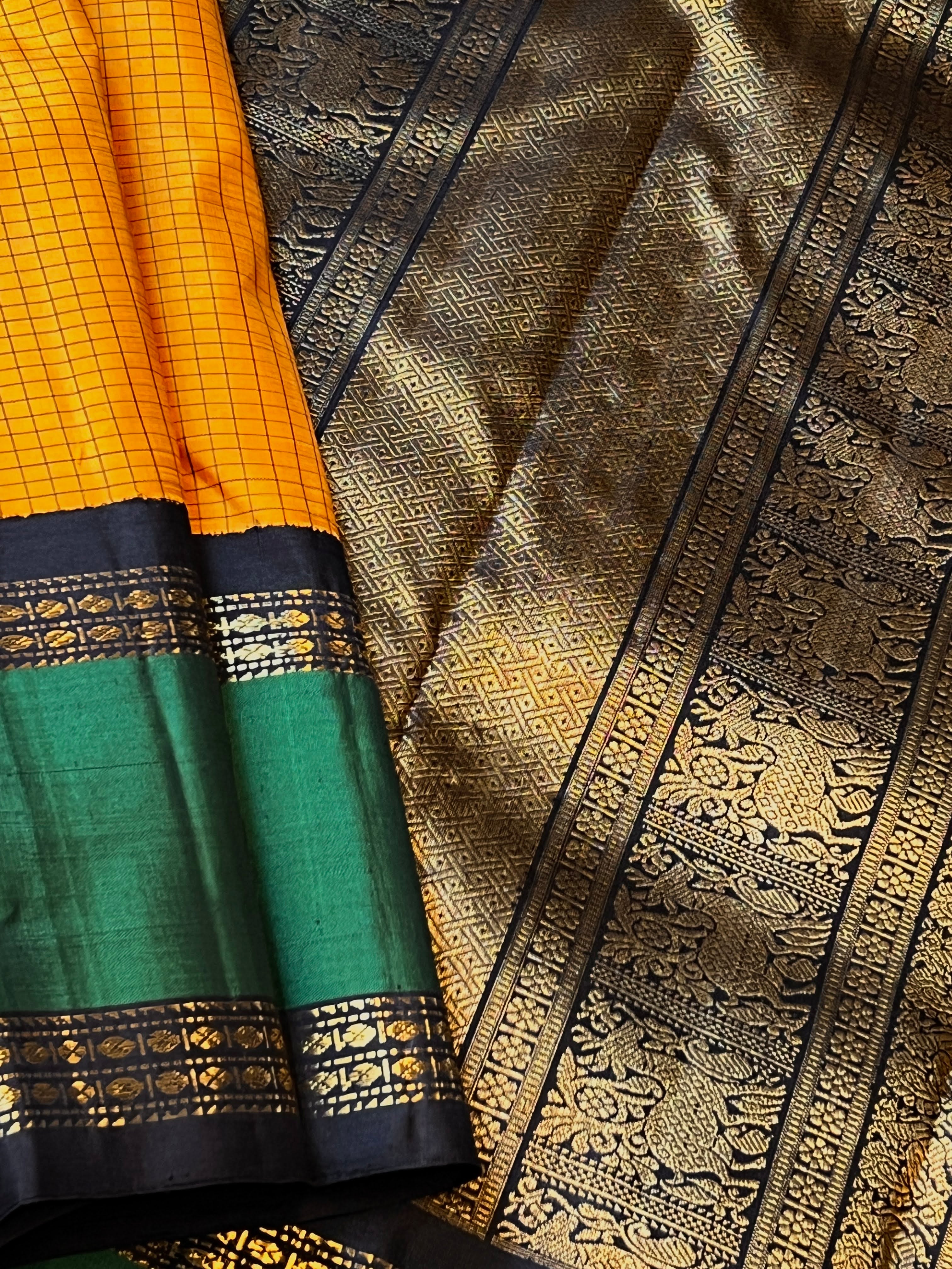 Mohana thread checkered kanchi silk saree