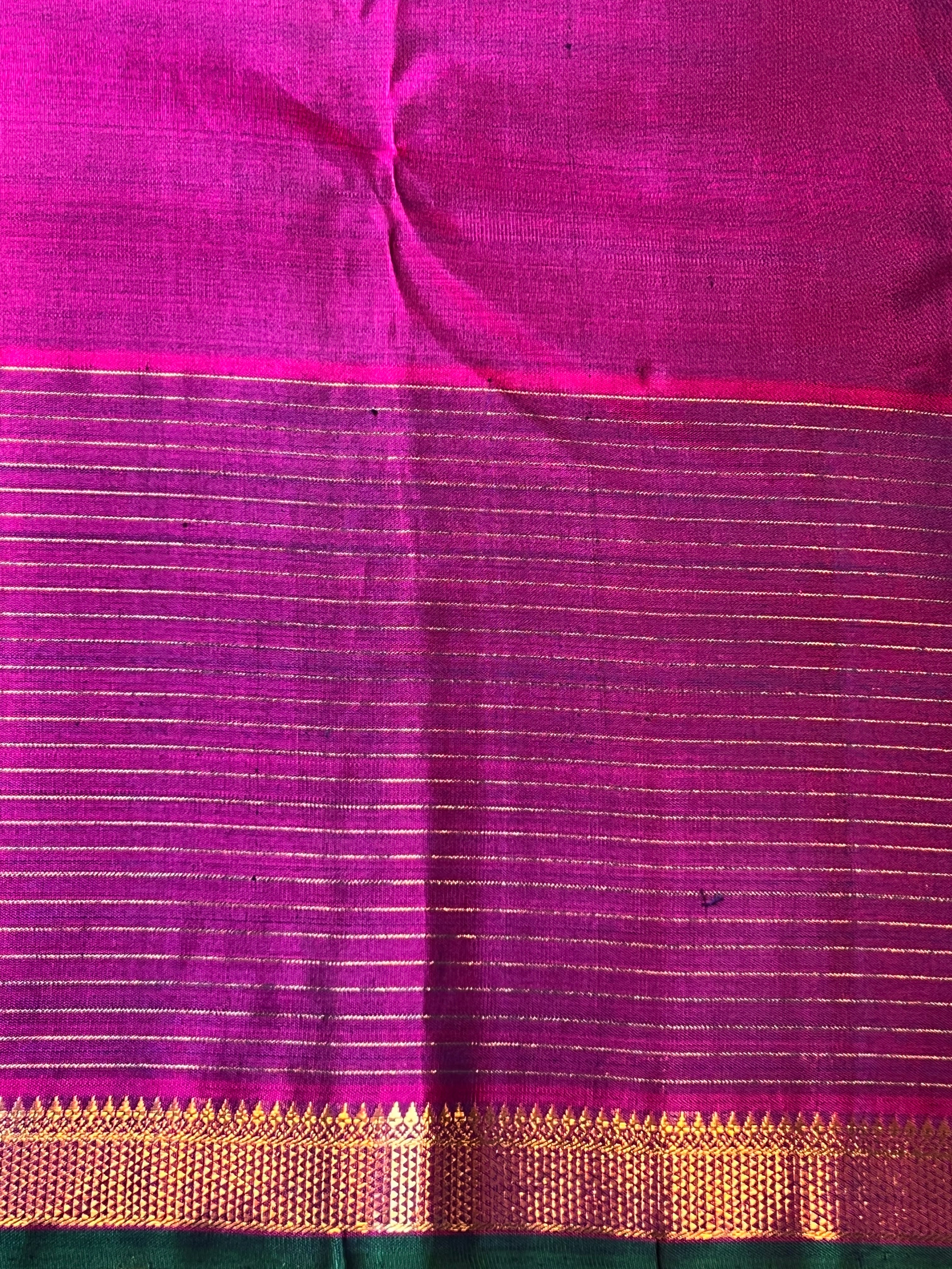 Trayi lotus and checks kanchi silk saree