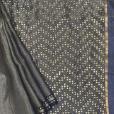 Handwoven Organza Silk Saree - Navy