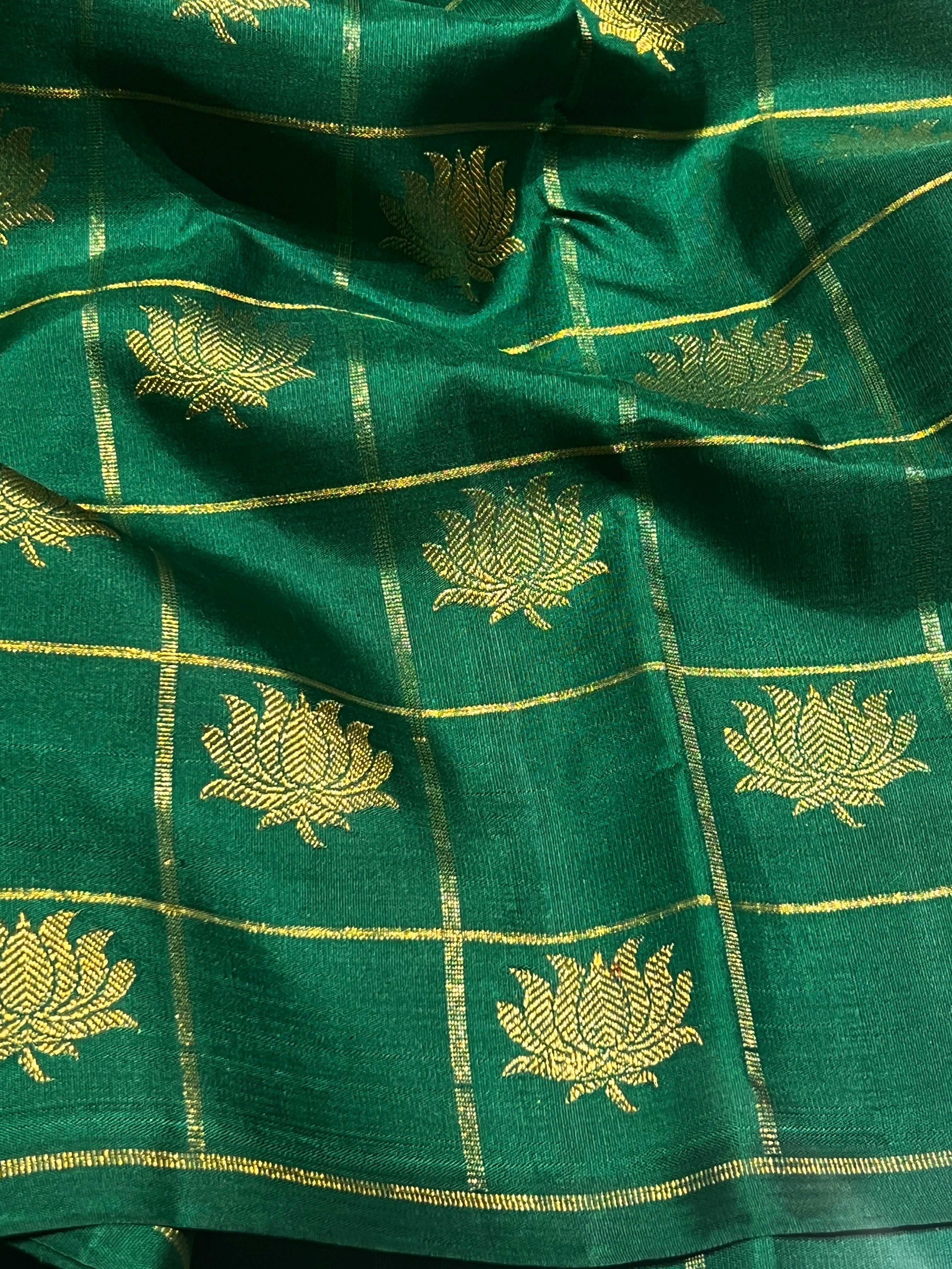 Charita boxed lotus kanchipuram silk saree