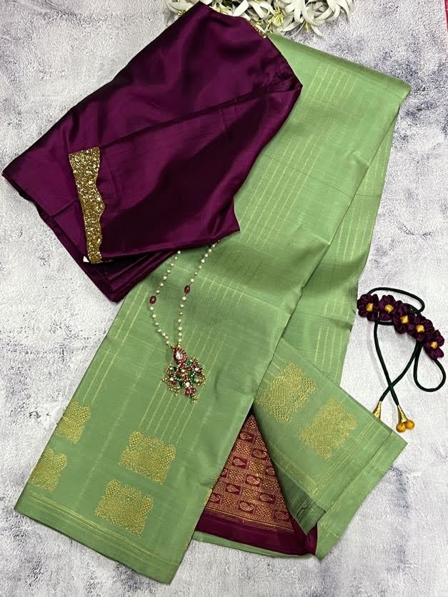 Twin peacock border kanchipuram silk saree