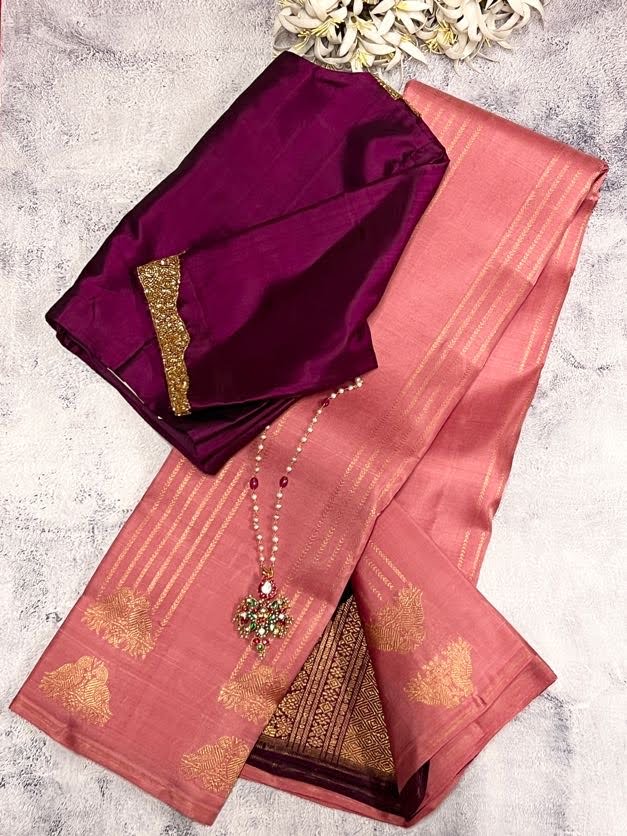 Twin peacock border kanchipuram silk saree