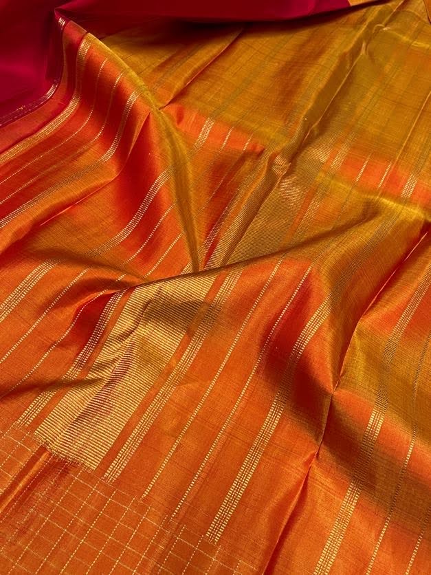 Checked border kanchipuram silk saree