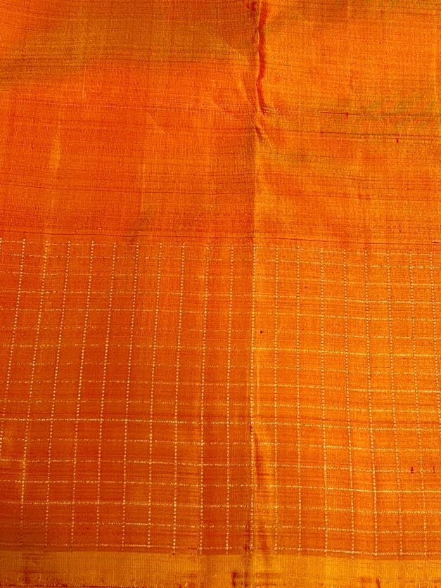 Checked border kanchipuram silk saree