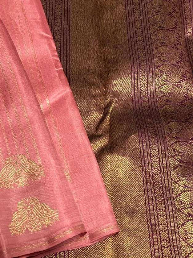 Twin peacock border kanchipuram silk saree