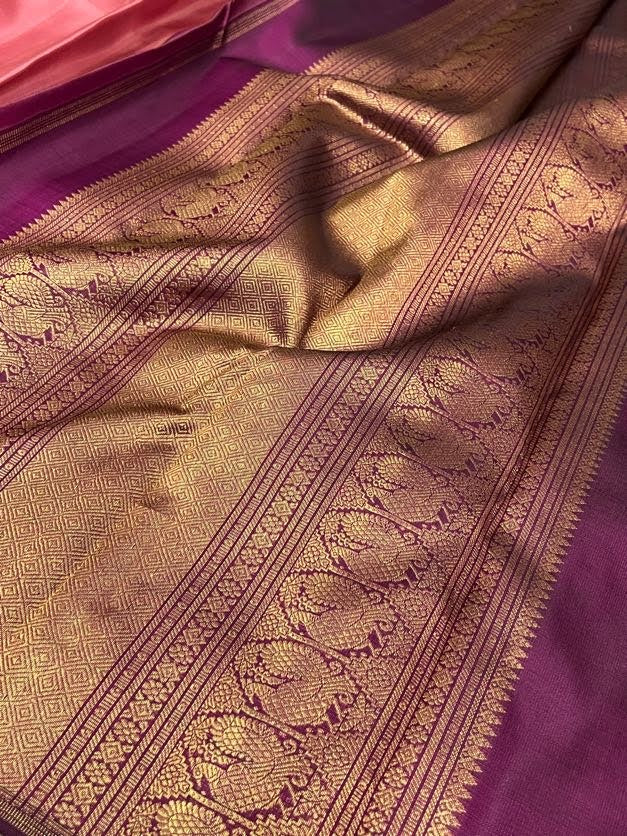 Twin peacock border kanchipuram silk saree