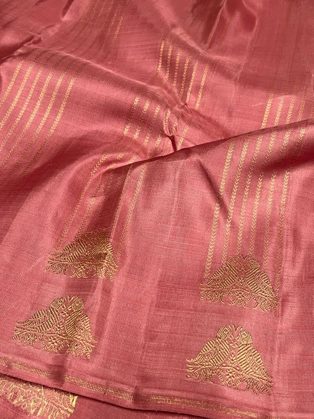 Twin peacock border kanchipuram silk saree