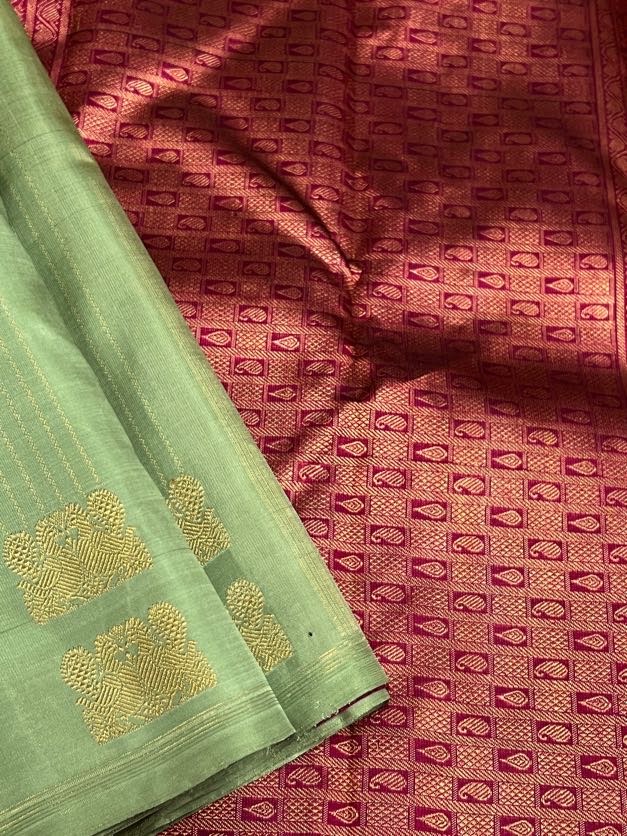 Twin peacock border kanchipuram silk saree