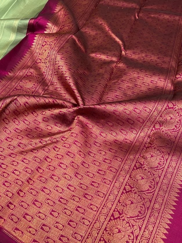 Twin peacock border kanchipuram silk saree