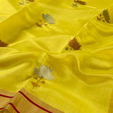 Neon yellow chandheri silk saree